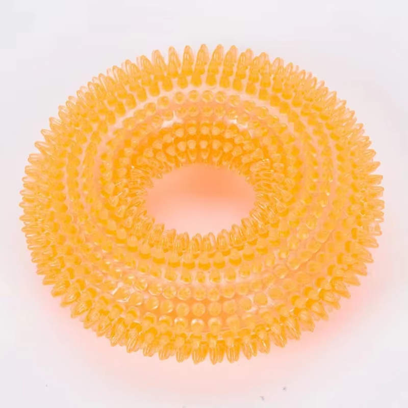 Interactive Chew Ring for Dogs with Textured Grip and Squeaker