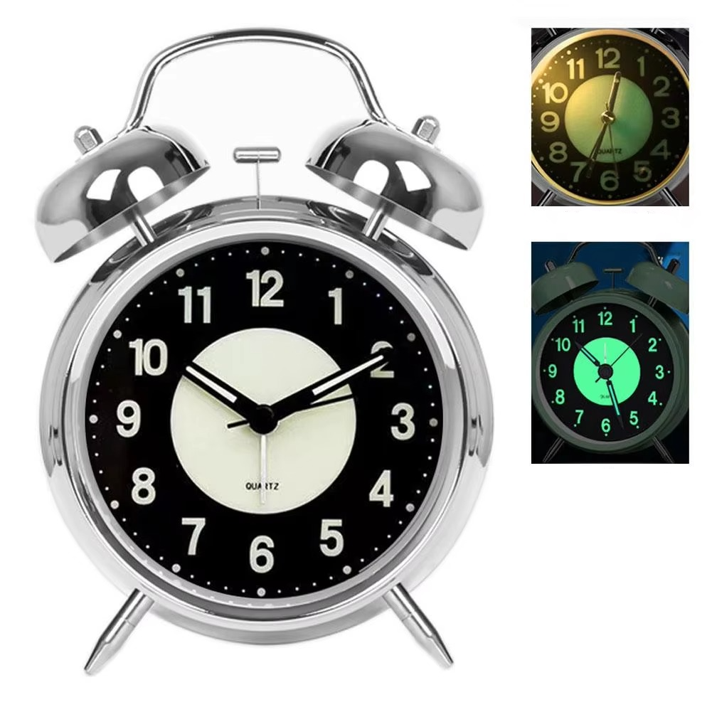 Classic Twin Bell Alarm Clock with Silent Sweep and Sturdy Frame