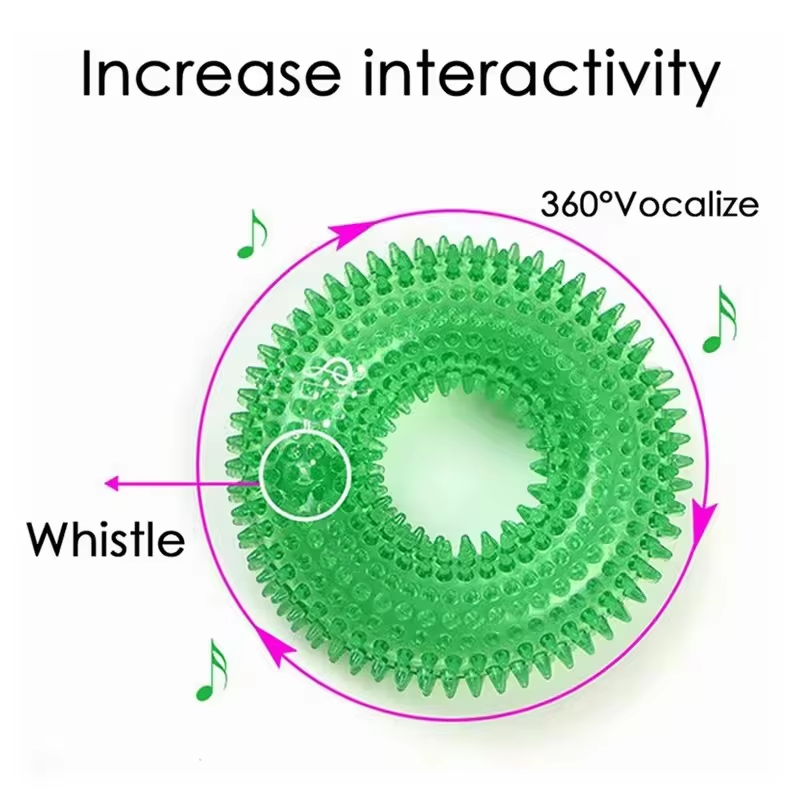Interactive Chew Ring for Dogs with Textured Grip and Squeaker