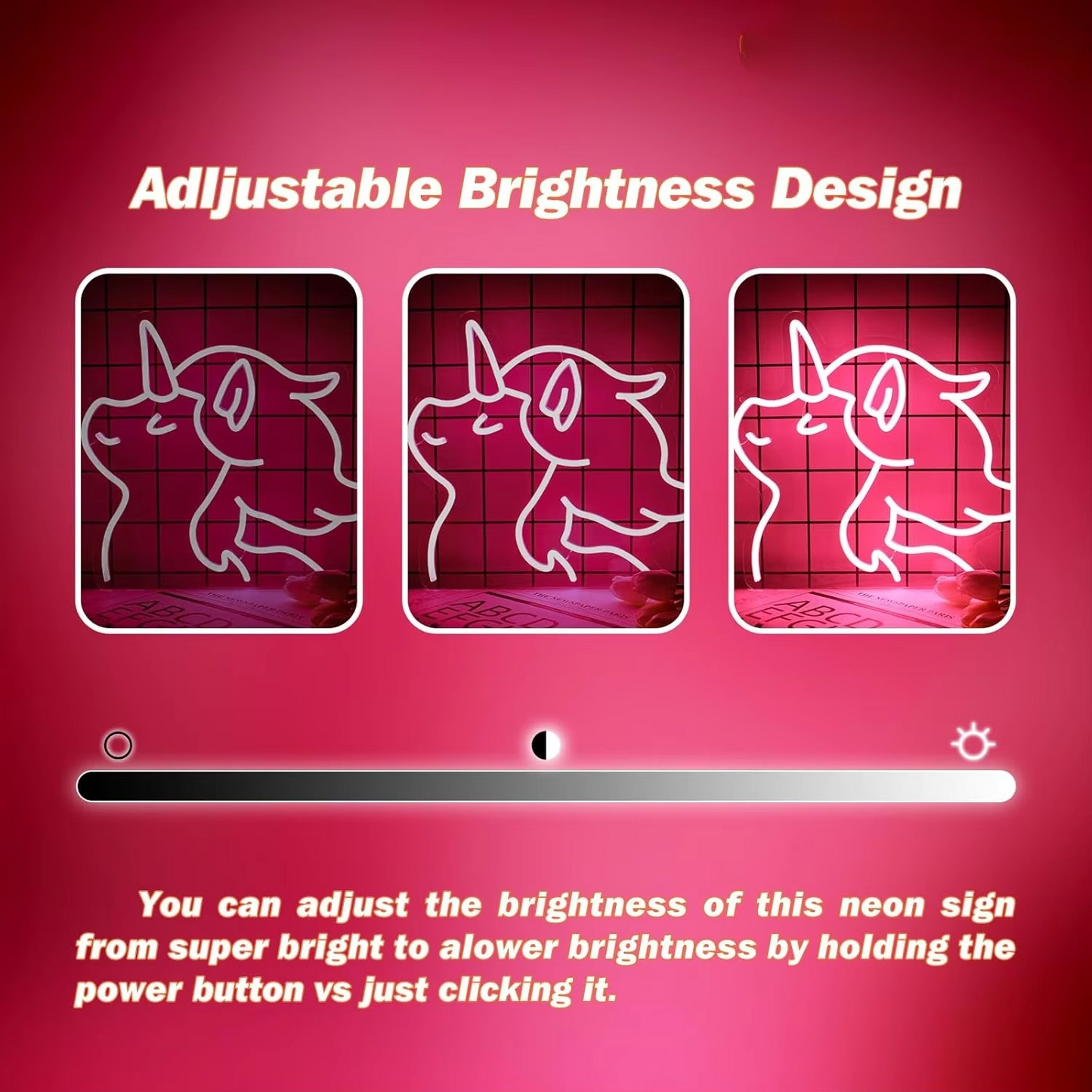 Radiant Unicorn Glow Sign with Customizable Brightness