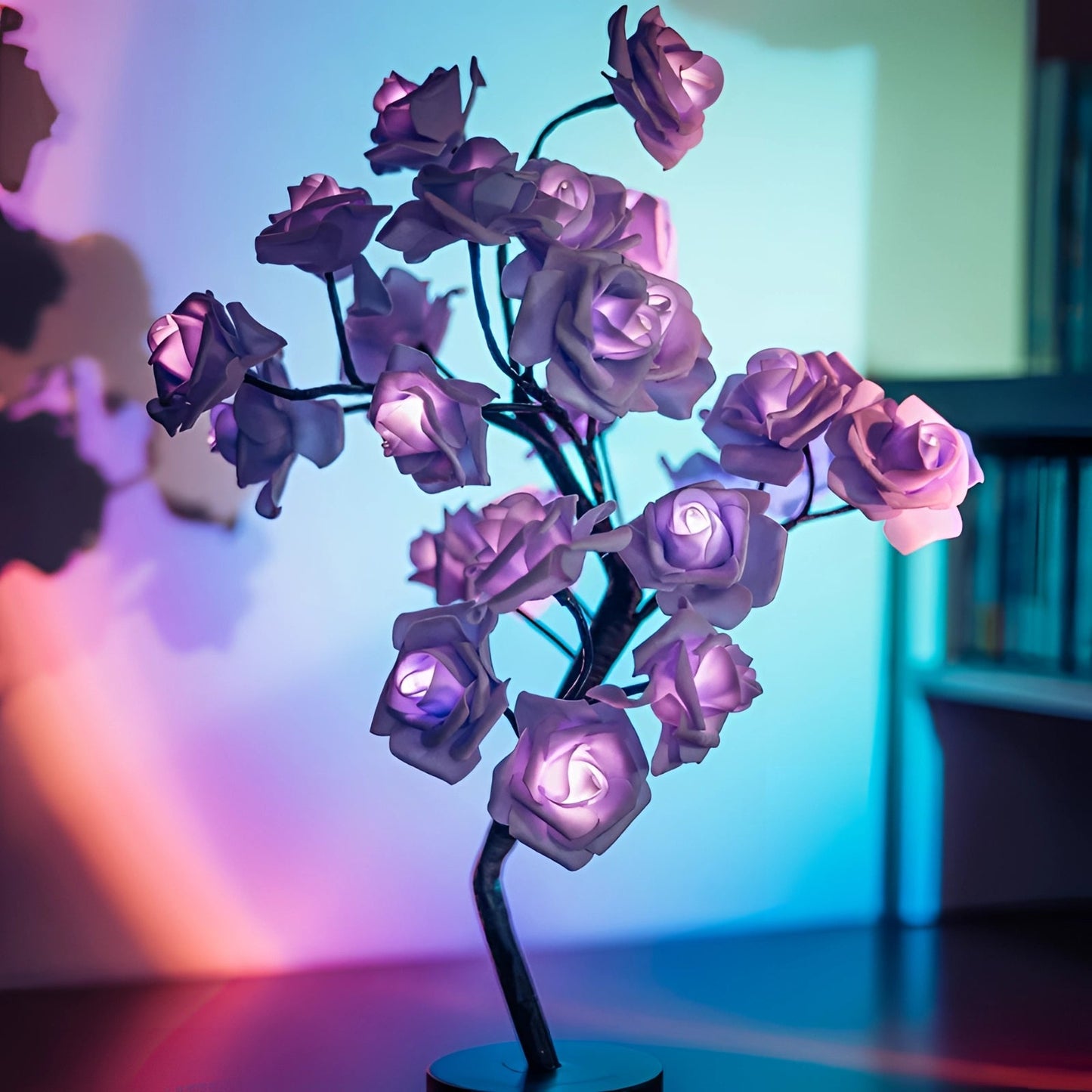 Elegant Floral LED Lamp with Metal Stand - Four Chic Colors