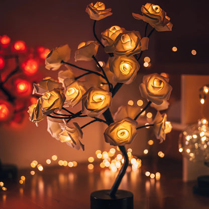 Elegant Floral LED Lamp with Metal Stand - Four Chic Colors
