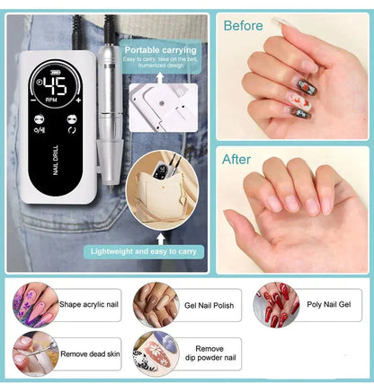Professional Rechargeable Nail Drill with LED Speed Indicator