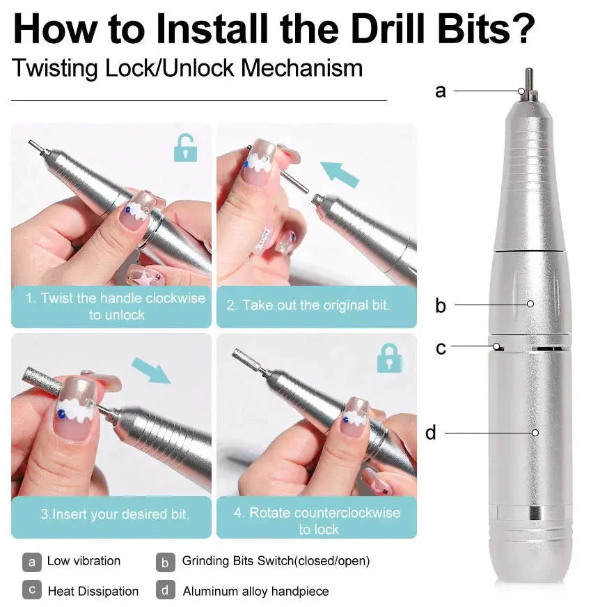 Professional Rechargeable Nail Drill with LED Speed Indicator
