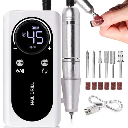 Professional Rechargeable Nail Drill with LED Speed Indicator