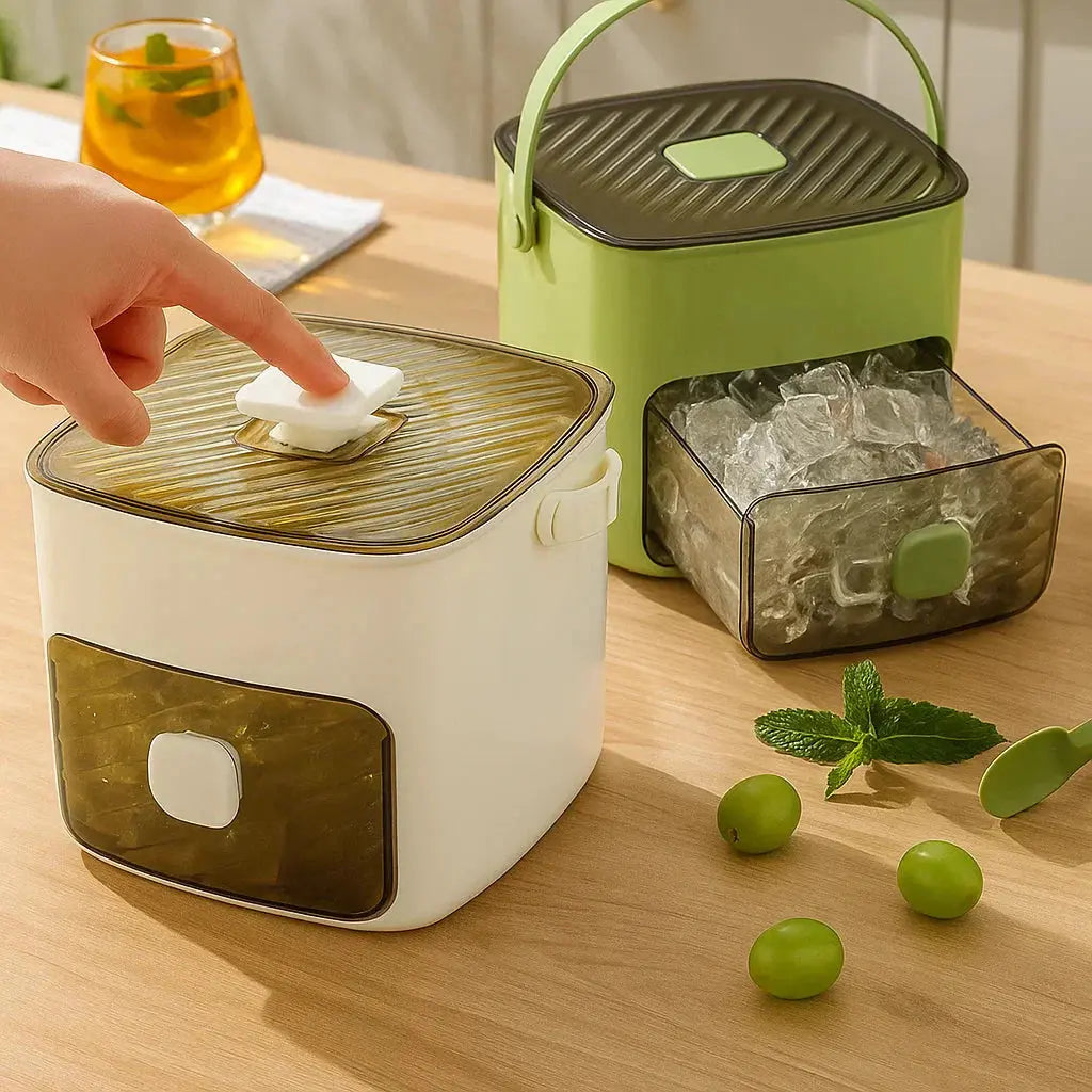 Effortless Ice Maker with Dual Trays and Secure Storage, 48 Cubes