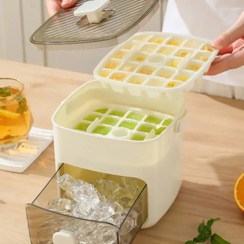 Effortless Ice Maker with Dual Trays and Secure Storage, 48 Cubes