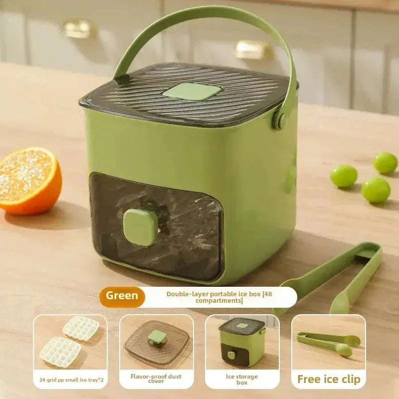 Effortless Ice Maker with Dual Trays and Secure Storage, 48 Cubes