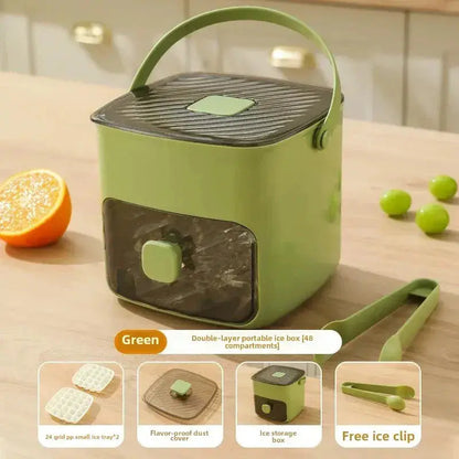 Effortless Ice Maker with Dual Trays and Secure Storage, 48 Cubes