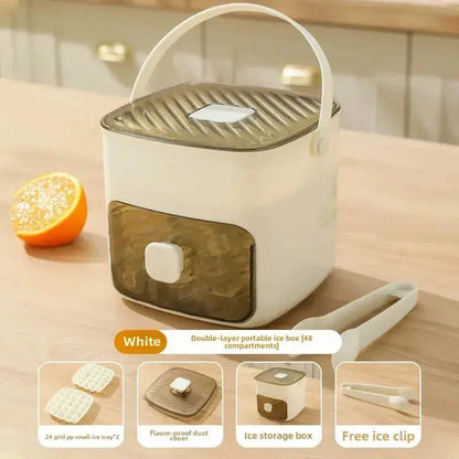 Effortless Ice Maker with Dual Trays and Secure Storage, 48 Cubes