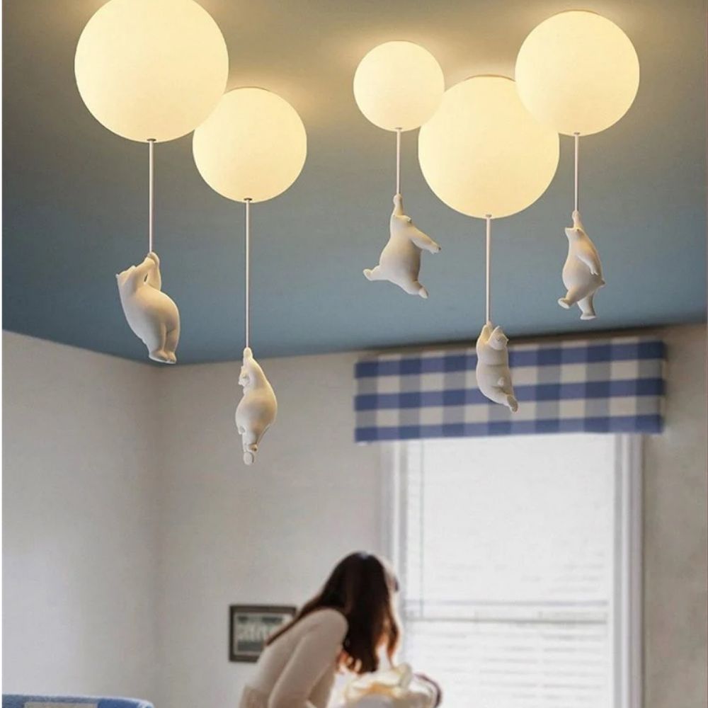 Charming Bear and Balloon Ceiling Light for Playful Spaces