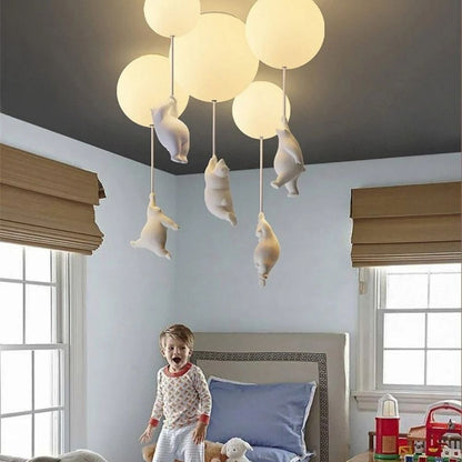 Charming Bear and Balloon Ceiling Light for Playful Spaces
