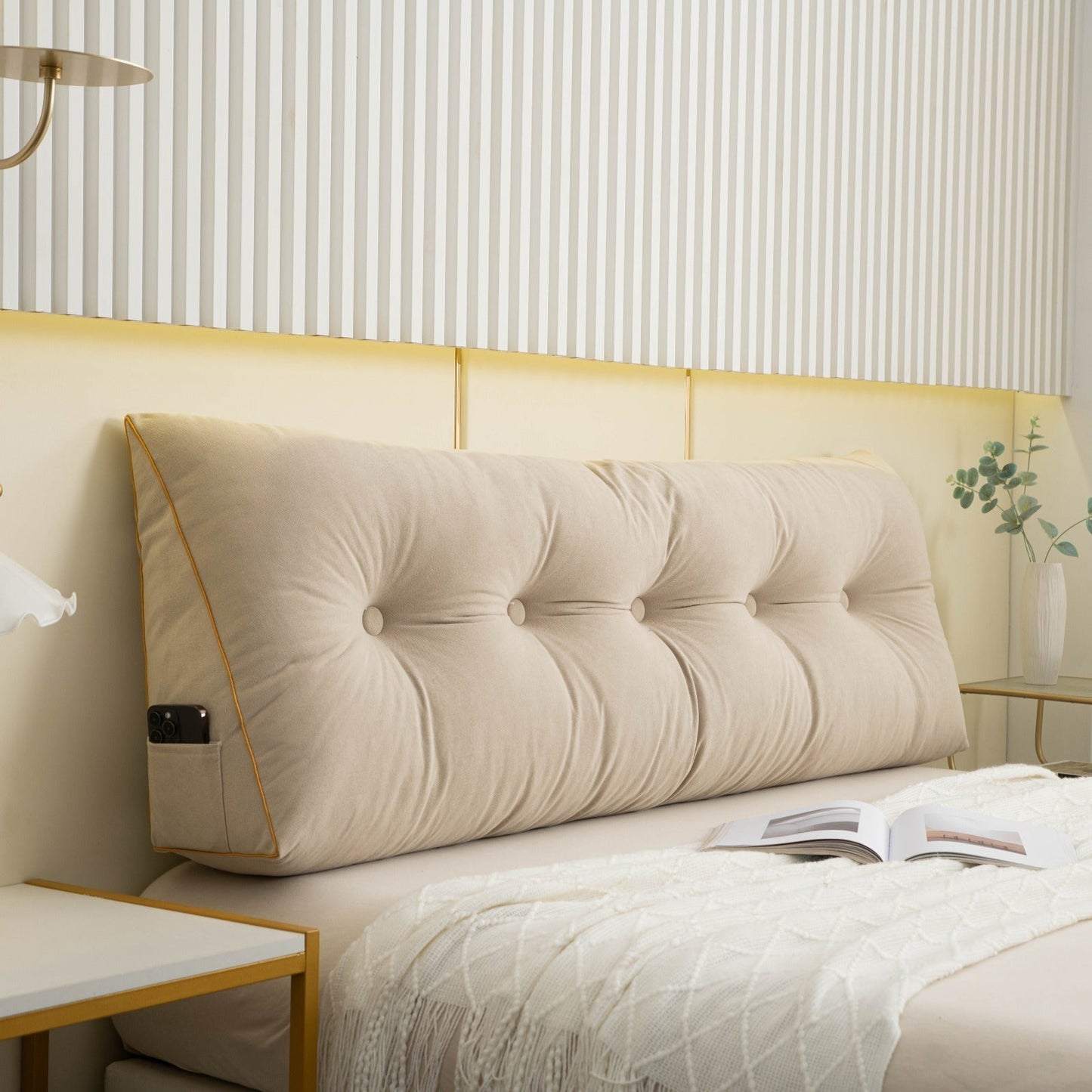 Supportive Wedge Pillow with Convenient Side Pocket