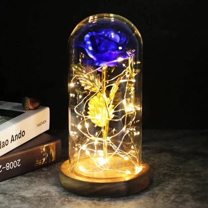 Everlasting Rose in Illuminated Glass Dome Display