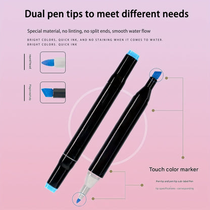 Versatile Dual-Tip Alcohol Markers Set with 168 Vibrant Shades