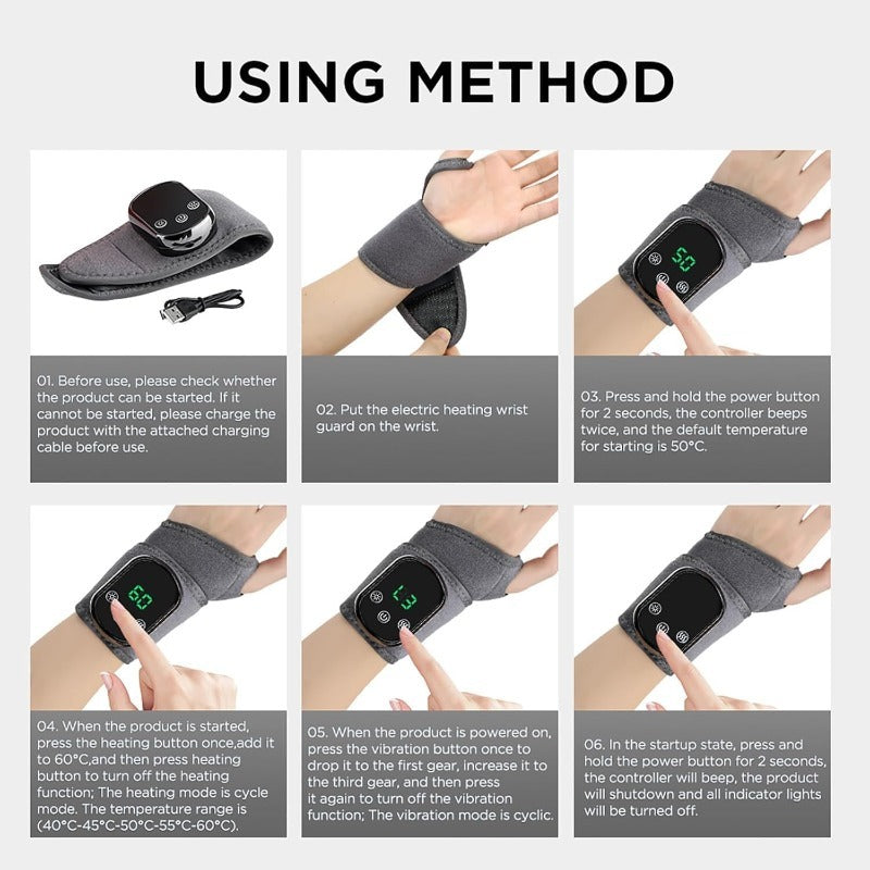 Rechargeable Heat and Vibration Wrist Relief Wrap