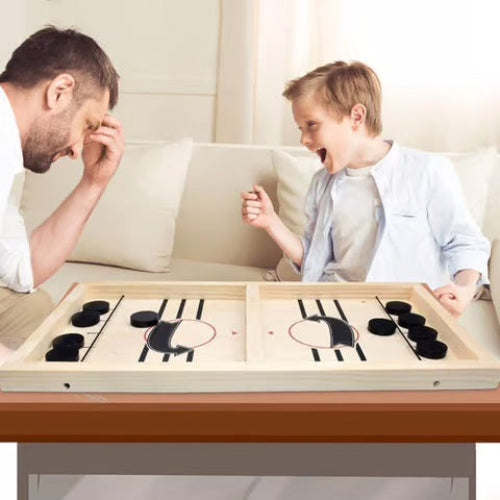 Exciting Fast-Action Wooden Puck Game for Family Fun