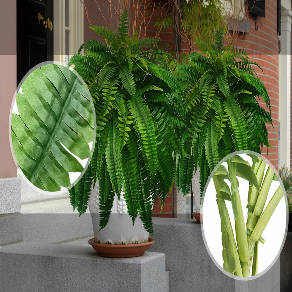 Lifelike Fern Collection with Weather-Resistant Design, 18 Pieces