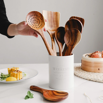 Eco-Friendly Teak Wood Cooking Utensil Collection