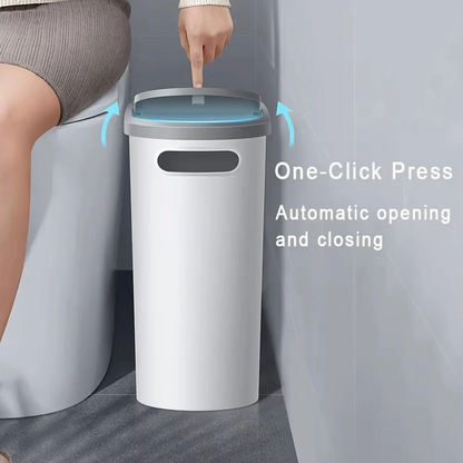 Compact and Stylish Trash Bin with Easy-Press Lid