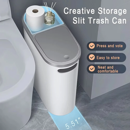 Compact and Stylish Trash Bin with Easy-Press Lid