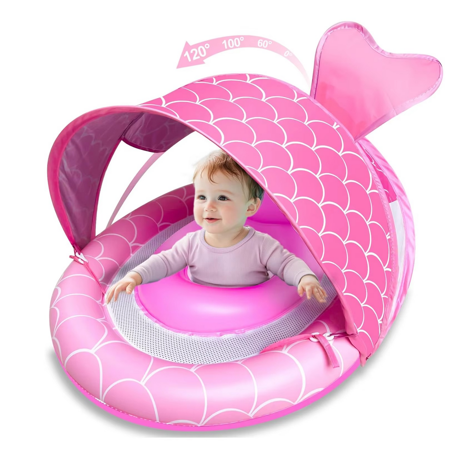 Infant Water Float with Adjustable Shade Canopy and Secure Base