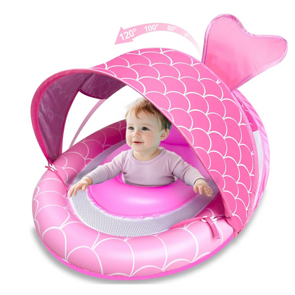 Infant Water Float with Adjustable Shade Canopy and Secure Base