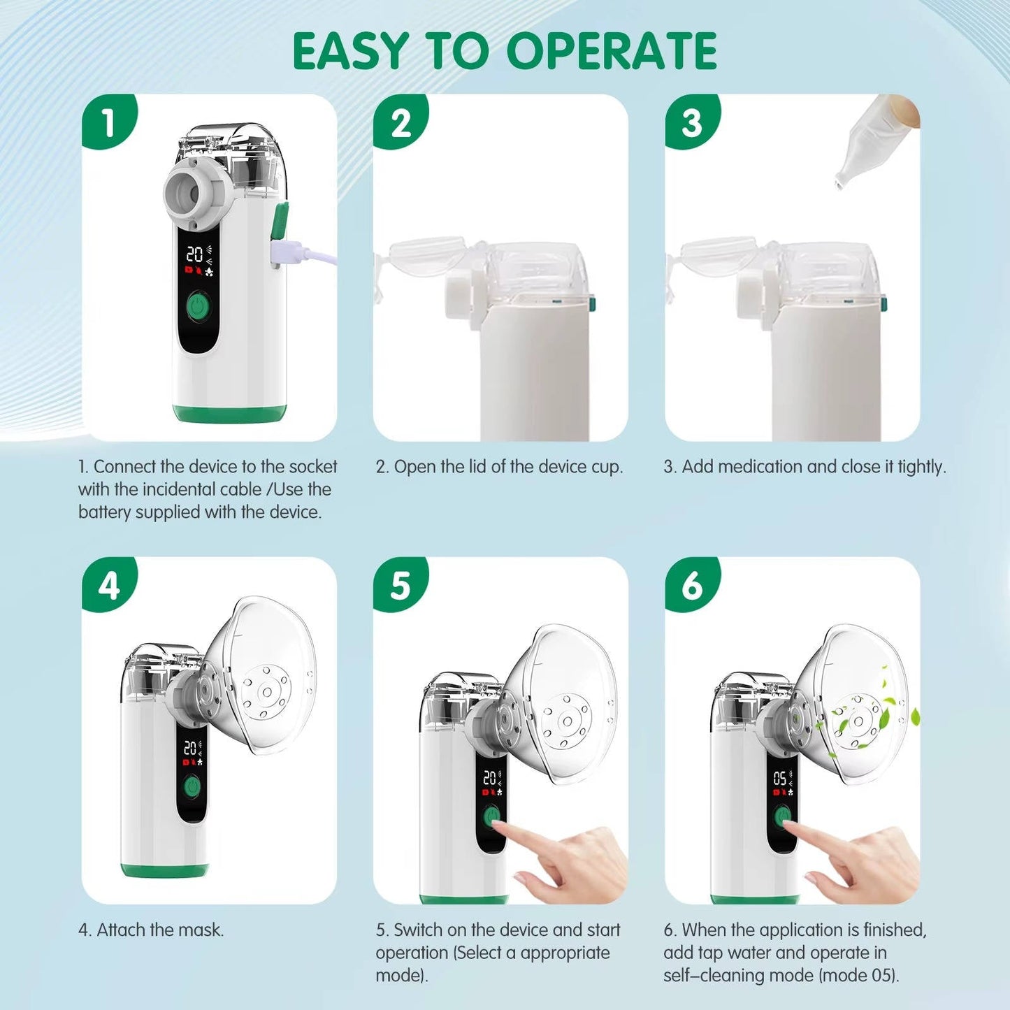 Compact USB Rechargeable Mist Vaporizer with User-Friendly Display