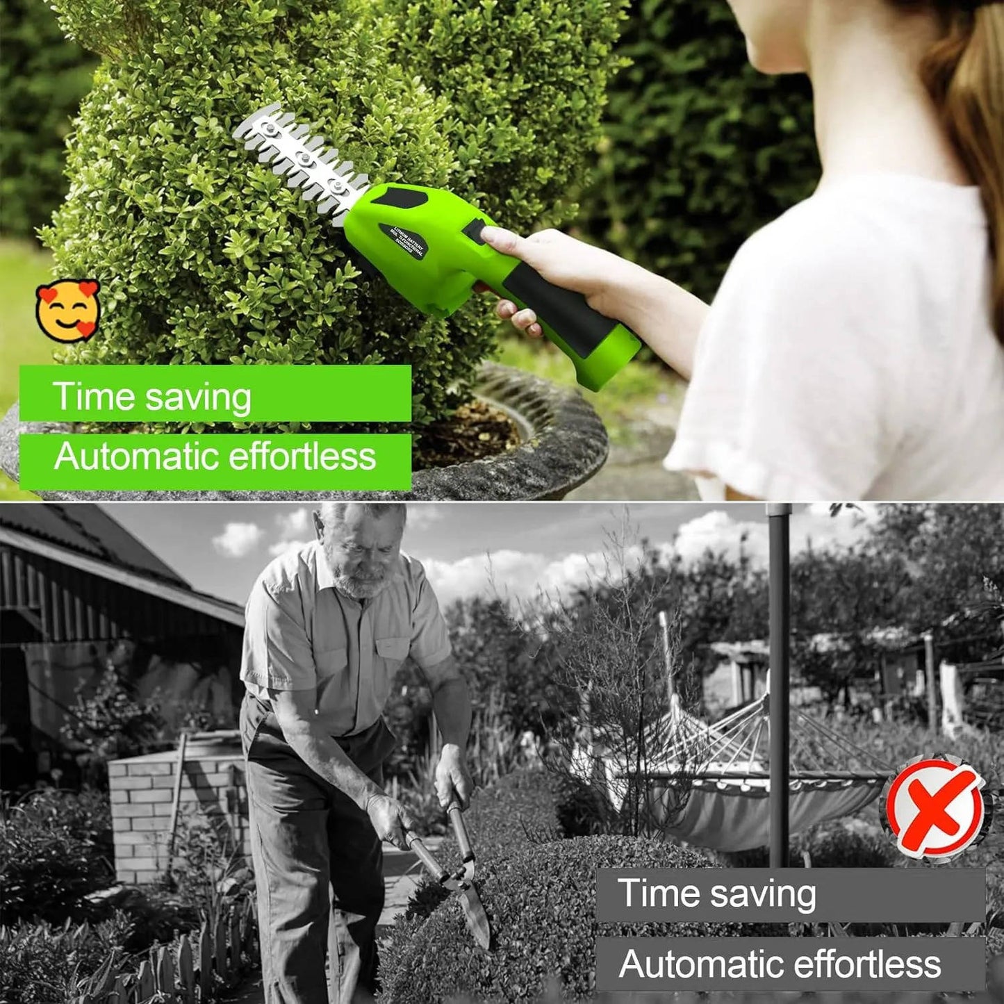 Cordless Rechargeable Garden Trimmer with Versatile Blades