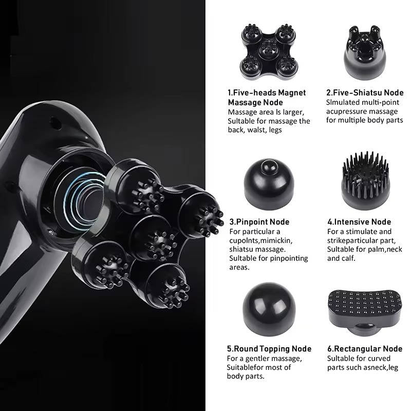 Ergonomic Electric Body Massager with 6 Versatile Heads