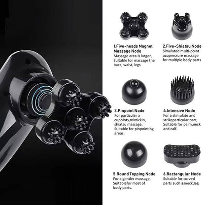 Ergonomic Electric Body Massager with 6 Versatile Heads