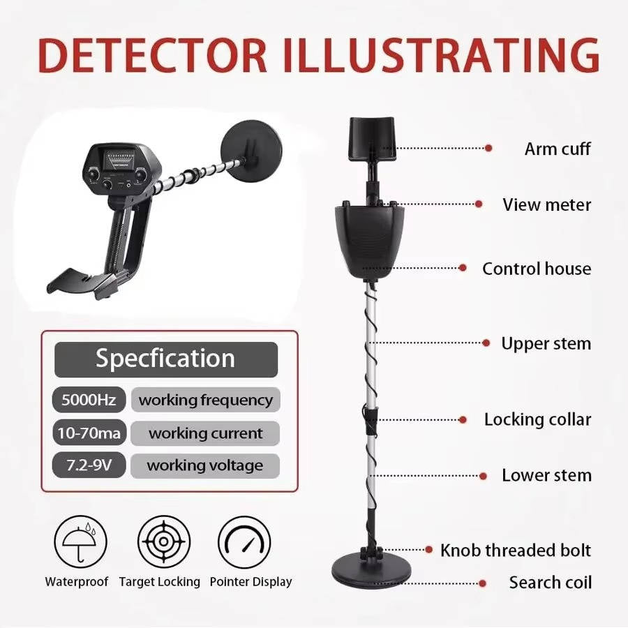 Versatile Metal Finder with Waterproof Coil and Dual Modes