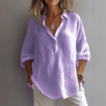Effortlessly Chic Women's Linen Blend Button-Up Tunic