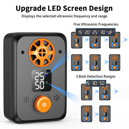 Rechargeable Ultrasonic Bark Management System with LED Display