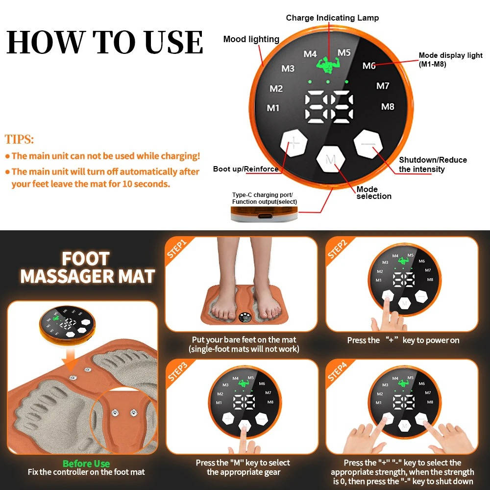 Rechargeable Foot Relaxation Mat with Remote Control