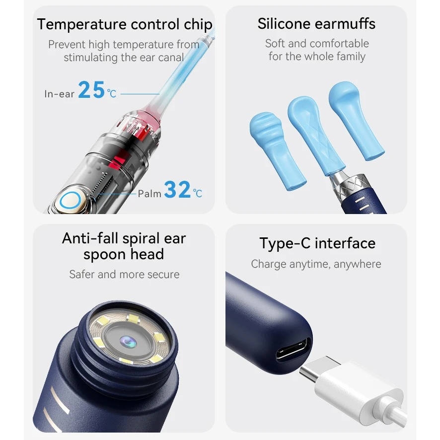 Smart Ear Hygiene Tool with HD Camera and Travel Case