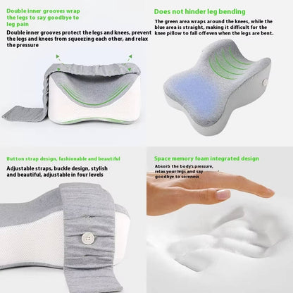 Ergonomic Leg Support Pillow with Customizable Comfort Strap