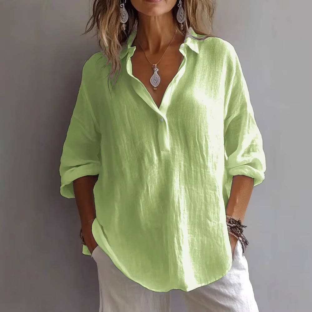 Effortlessly Chic Women's Linen Blend Button-Up Tunic