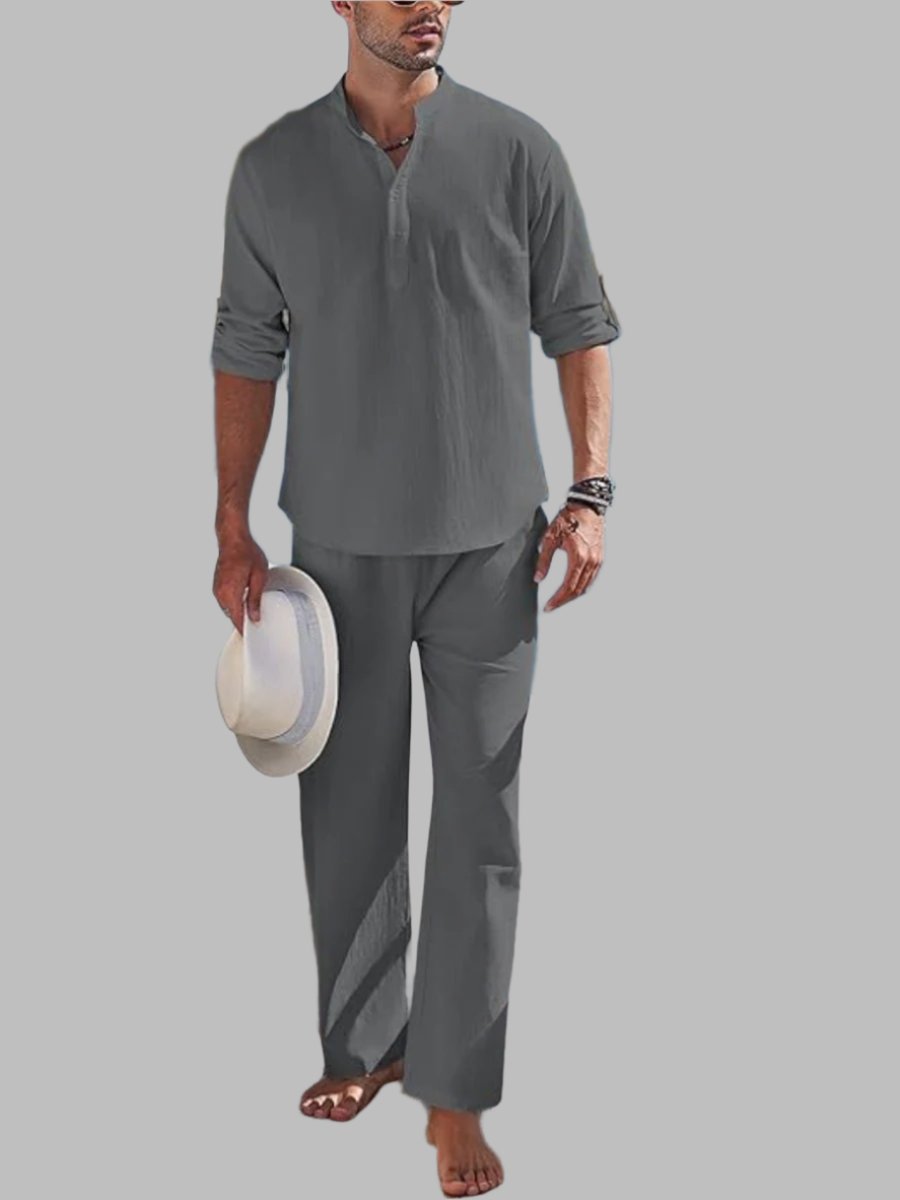 Men's Lightweight Short Sleeve Shirt and Stretchy Shorts Set