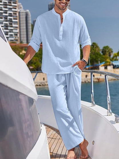 Men's Lightweight Short Sleeve Shirt and Stretchy Shorts Set