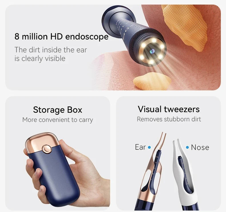 Smart Ear Hygiene Tool with HD Camera and Travel Case