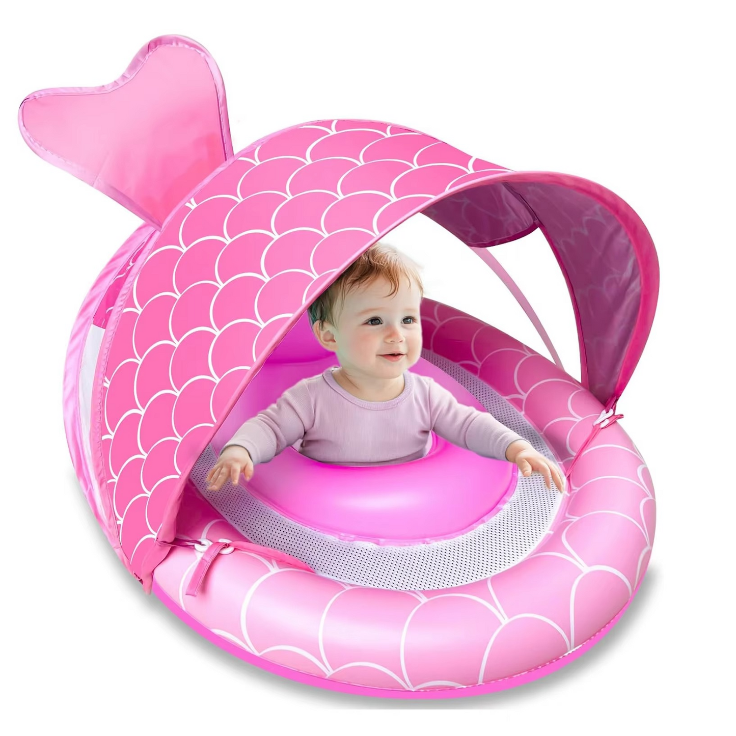 Infant Water Float with Adjustable Shade Canopy and Secure Base