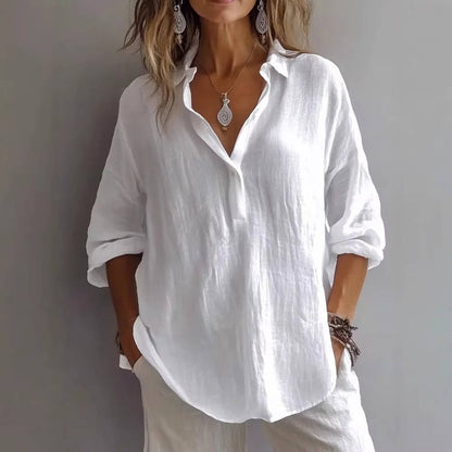 Effortlessly Chic Women's Linen Blend Button-Up Tunic