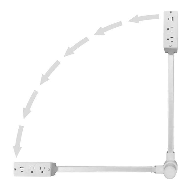 Compact Retractable Power Hub with Dual USB and AC Outlets