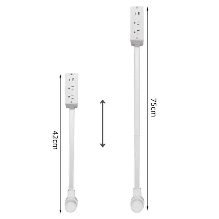 Compact Retractable Power Hub with Dual USB and AC Outlets