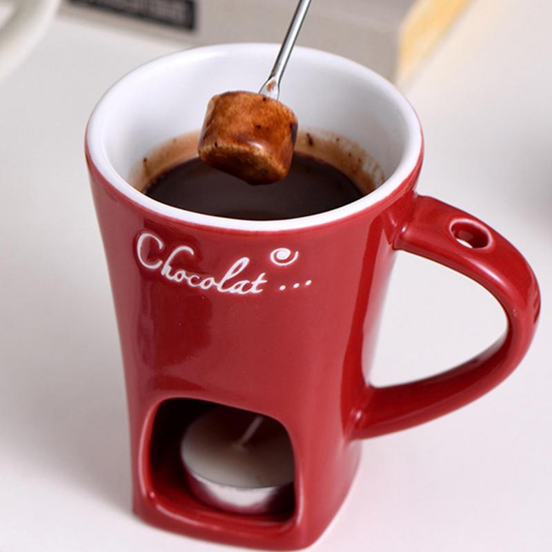 Elegant Ceramic Melting Pot with Candle Warmer & Fork