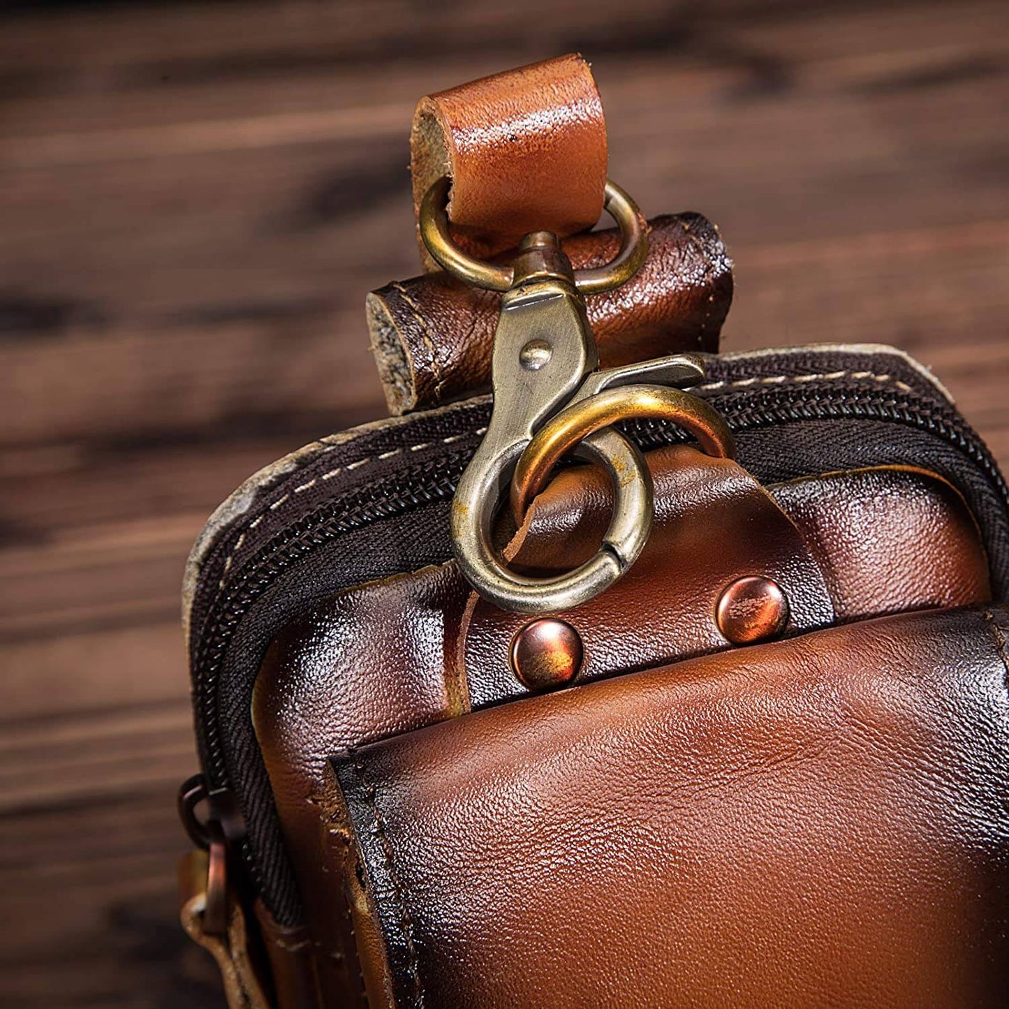 Genuine Leather Waist Pack with Secure Phone Pocket