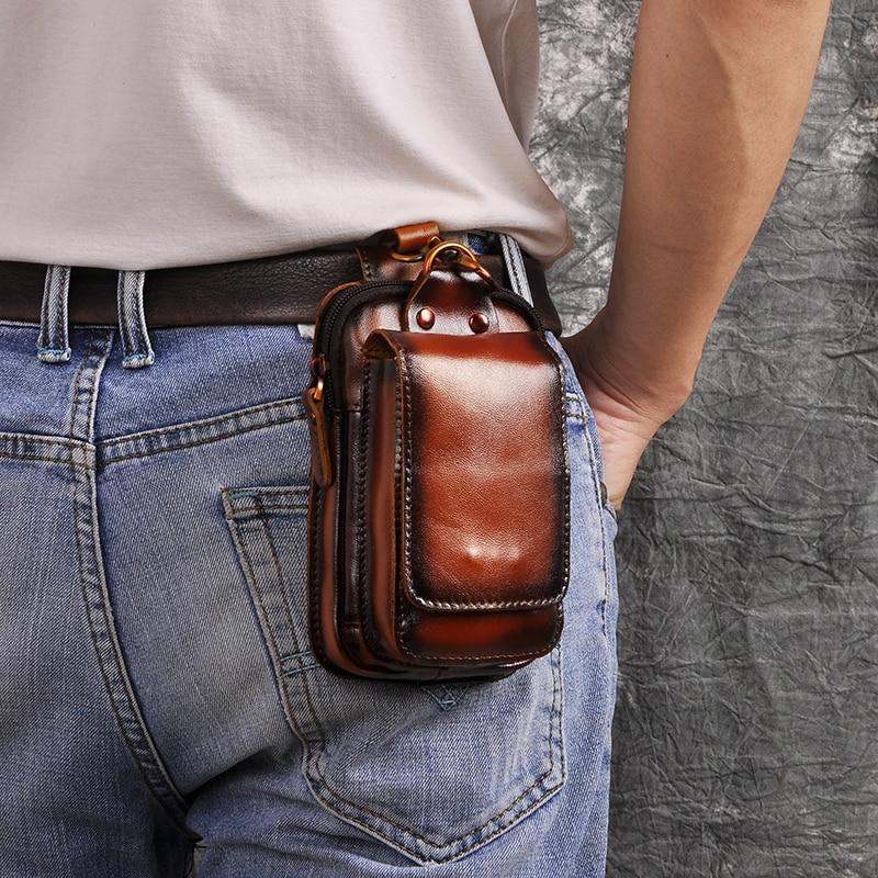 Genuine Leather Waist Pack with Secure Phone Pocket