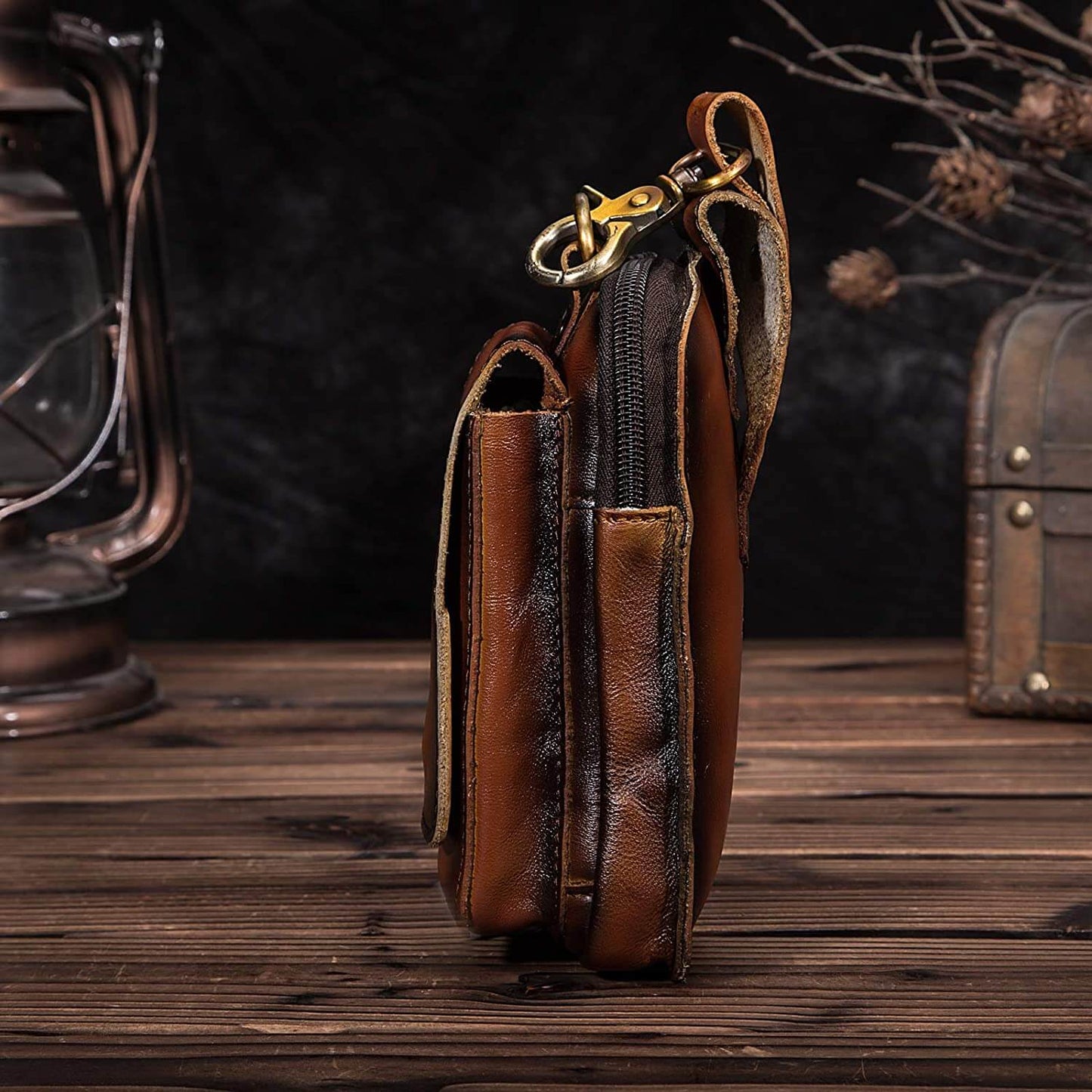 Genuine Leather Waist Pack with Secure Phone Pocket