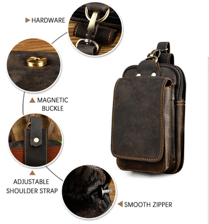 Genuine Leather Waist Pack with Secure Phone Pocket